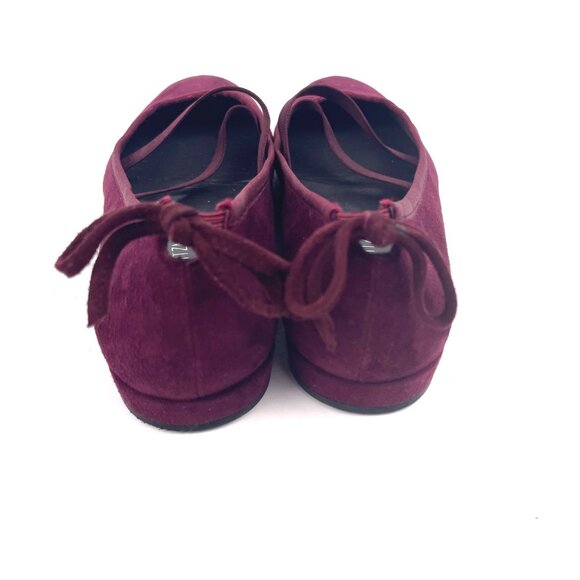Stuart Weitzman Purple Suede Ballet Flats with Bow Detall at Heel & Straps Sz 8M - Picture 6 of 12